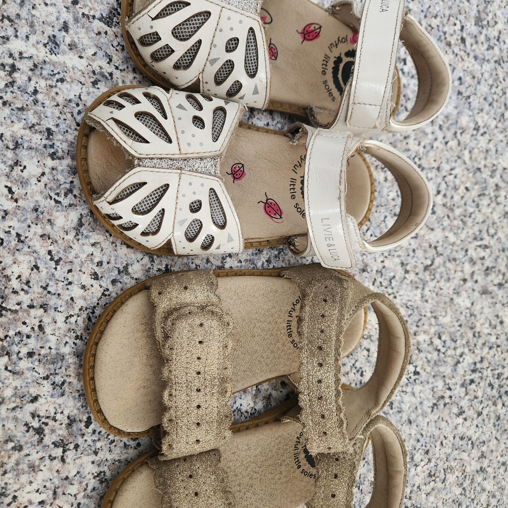 Livie & Luca White and Tan Kids Sandals